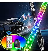 Nilight - TL-27 2PCS 4FT Spiral RGB Led Whip Light with Spring Base Chasing Light RF Remote Contr...