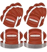 QIYANPAX 100 Pieces Football Plates Football Shaped Disposable Paper Plates Football Party Suppli...