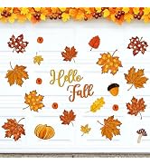 FYSUIMU 24 Pcs Fall Leaves Garage Magnets Decoration Maple Leaf Pumpkin Garage Door Decals Hello ...
