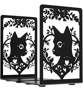 Bookends, Book Ends, Metal Bookends for Shelves, Black Bookends for Heavy Books, 1 Pairs Sturdy B...