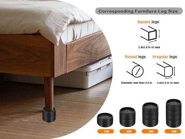 size and corresponding furniture leg size