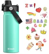baab 18oz Kid Water Bottle, Insulated Water Bottle with Lockable Spout Lid & Stickers, 18/8 Stain...