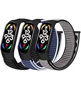 WNIPH Nylon Band Compatible with Xiaomi Mi Band 7/6/5/4/3, Soft Adjustable Sport Loop Wristband R...