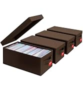 Tapetinel DVD Storage Box 4 Pack – Brown Sturdy Media Organizer with Lids, Holds 25 Standard DVD ...
