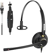 Arama RJ9 Telephone Headsets with Microphone Noise Cancelling, Office Telephone Headset Compatibl...