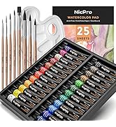 Nicpro Watercolor Paint Kit, Professional Painting Supplies Set 24 Tube Water Color Paints, 8 Syn...