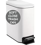 Homie Soft Close, Slim Trash Can 6 Liter / 1.6 Gallon with Anti - Bag Slip Liner and Lid, Use as ...