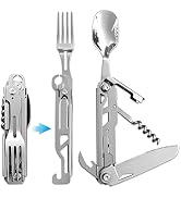 Joycube 6 in 1 Detachable Camping Utensils Flatware Set, Multifunction Travel Pocket Cutlery Fold...