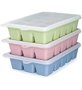 Upgraded Silicone Ice Cube Trays For Freezer with Lid, Spill-Proof Easy Release Silicone Ice Tray...