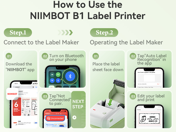 how to use the NIIMBOT B1 LABEL MAKER