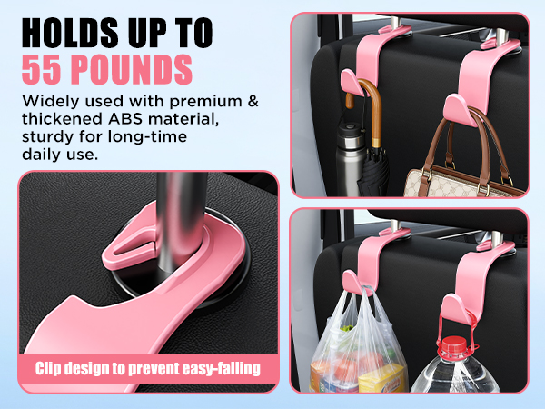 Car seat headrest hooks
