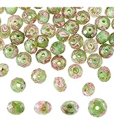 OLYCRAFT 60pcs 9~10mm Gold Sand Lampwork Beads Inner Flower Lampwork Glass Beads Faceted Spacer L...