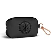 The DOGISTRY - Poop Bag Holder - Black - Luxe Cotton Twill Design - Rose Gold Hardware - Includes...