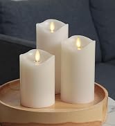 Matchless Candle Co. by Luminara Set of 3 Flameless LED Flickering Moving Flame Pillars (3" x 4.5...