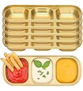 Offiper 304(18/8) Stainless Steel Sauce Dish, 6 Pack 3 Sections Divided Condiment Plates Trays fo...