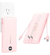 VEEKTOMX Portable Charger with Built in Cables 10000mAh, Power Bank for iPhone with Wall Plug, Tr...