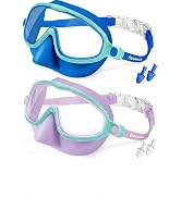 Vvinca Swim Goggles with Nose Cover, 2 Pack Wide View Diving Mask Anti-Fog UV No Leak Toddlers Sw...