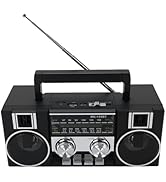 Radios Portable AM FM, Full Band Portable Radio with RGB Bluetooth Speaker, Clear Sound Quality f...