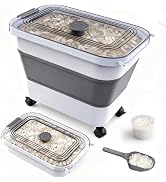 Rice Storage Container, Collapsible Airtight Food Storage Containers 20-30lbs with Clear Lid and ...