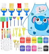 Shuttle Art Washable Finger Paints Set, Kids Paint Set - 37 Pack with 10 Colors (60ml), Paint Bru...