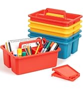 6 Pack Classroom Caddy, Plastic Caddies with Handle & Removable Dividers | Customizable Desk Cadd...