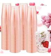 DaYammi 100 Pack 10oz Pink Plastic Cups Premium Disposable Glitter Plastic Cup for Martini and Co...