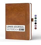 Lined Journal Notebook, A5, 192 Pages 100 GSM Thick Paper, Hardcover Leather College Ruled Journa...