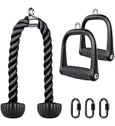 Kipika Tricep Rope Cable Machine Attachment - 36" Heavy Duty Nylon Rope with Soft Rubber Ends and...