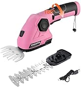 WORKPRO Pink Cordless Grass Shear & Shrubbery Trimmer - 2 in 1 Handheld Hedge Trimmer 7.2V Electr...