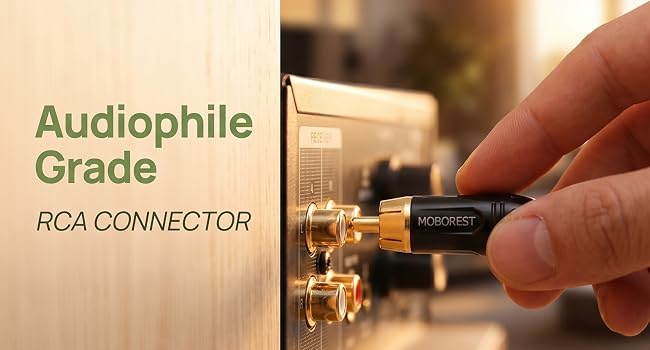 RCA Male Plug Adapter Audio Phono Gold Plated Solder 24K Gold-Plated Phono Jack Adapter