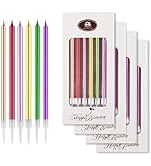 Beanlieve 24 Count Birthday Candles - Gold Champagne Gold Rose Gold Green Red Purple, Cake Candle...