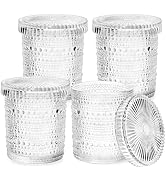 Bathroom Organizers and Storage, 4 pack Glass Qtip Holder, Bathroom Accessories, Vanity Organizer...