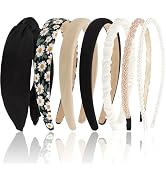 Canitor Cute Floral Padded Pearl Vintage Wide Headbands Set - Non Slip Preppy Teen Girl Gifts Tre...