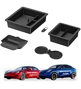 Lamicall Center Console Organizer for 2026 Tesla Model Y and 3, 5PCS Black | Only Fit 2025 2026 M...