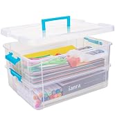 TERGOO 2 Layer Plastic Storage Containers with Lids, Multipurpose Clear Stack & Carry Box, Portab...