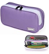 Pencil Case,Vaschy Large Capacity Pen Holder Pouch with Double Zippers Multi Compartments Easy Or...