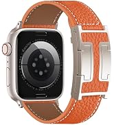 Charlam Leather Magnetic Watch Band, Compatible with Apple Watch Bands 40mm 38mm 41mm 42mm 44mm 4...