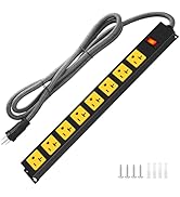 20Amp Power Strip Surge Protector, Long Metal 8-Outlets with Heavy Duty 20 amp 6Ft 12 Gauge Exten...