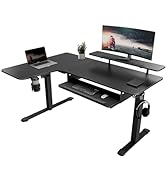 EUREKA ERGONOMIC 61"x43" Standing Desk with Keyboard Tray, Computer Desk, L Shaped Electric Adjus...