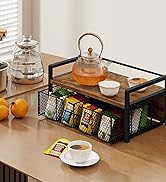 Homode Tea Bag Organizer, Wood Tea Organizers and Storage Chest, Teabag Holder with Storage Drawe...
