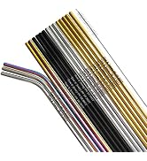 Set of custom Stainless Steel Drinking Straws, personalized name or quotes engraved reusable meta...