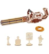 3D Wooden Puzzle Gun for Adults, Rubber Band 3D Gun Puzzle, Electric Six-barreled Gatling Gun Mod...
