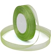 Ribbon for Gifts Wrapping, 5/8 inch 50Yard Sheer Organza Tulle Ribbon (Sage Green)