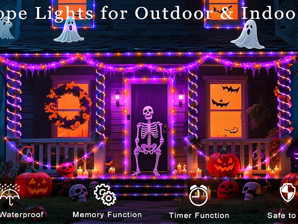 rope lights for outside rube lights Halloween purple orange lights outdoor string lights indoor