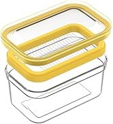 UNIVIVO Plastic Butter Cutter Slicer, Large Airtight Butter Dish Container with Lid for Fridge, E...