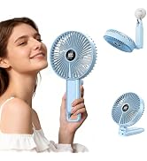 VanSmaGo Portable Hand Fan, 6-inch Blades, High Airflow with 5 Speeds & Digital Display, 180° Fol...