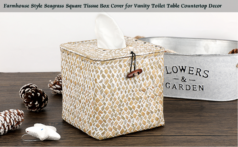 Rustic Square Tissue Box Cover for Bathroom Vanity Desk Dresser Table Night Stand Bar!!!