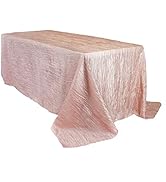YOUR CHAIR COVERS - 90 x 156 inch Rectangular Crinkle Taffeta Tablecloth - Blush, Rectangle Table...