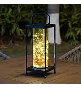 Solar Lanterns Outdoor Hanging - Solar Table Lamps with Deep Blue Design Waterproof Landscape Lig...