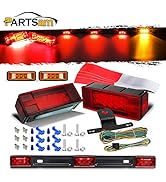 Partsam Waterproof Truck Trailer LED Light Kits,Pairs Rectangular Stop Turn Tail Lights w/Wire &b...